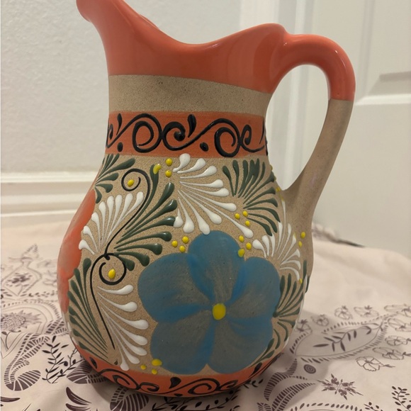Handcrafted Floral Ceramic Pitcher - Picture 2 of 5